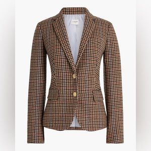 NWT J. Crew Fully-Lined Wool-blend Schoolboy Blazer in Houndstooth Sizes 14 & 16